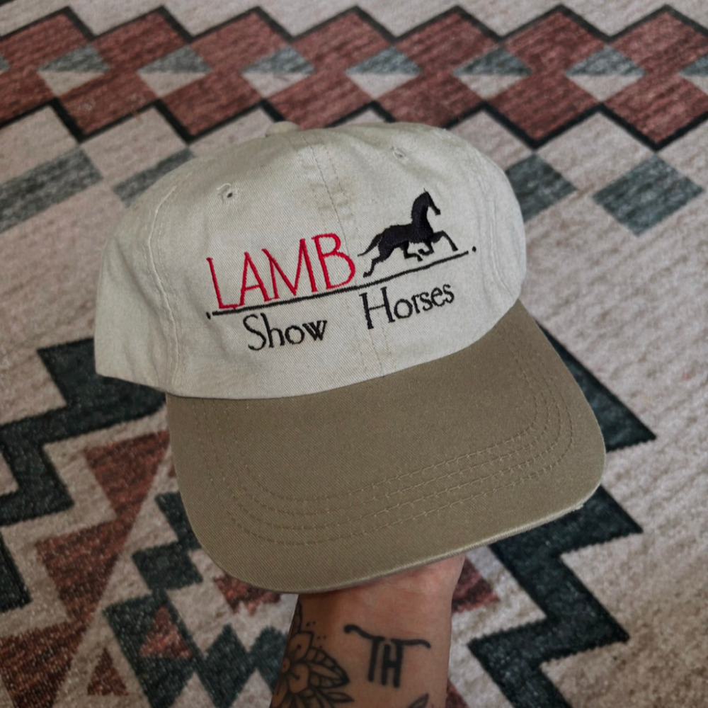 vintage lamb show horses equine hat cap trucker